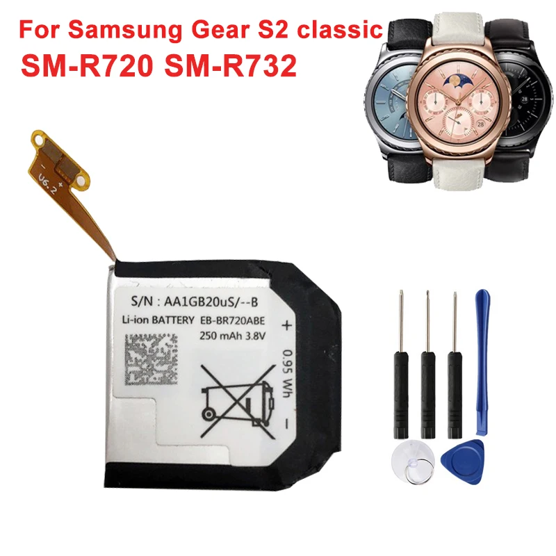 Batteria Smart Watch Per Samsung Gear S2 Classic Sm-R720 Sm-R732 R720 R732 250Mah Batteria Di Ricambio Eb-Br720Abe Batteria
