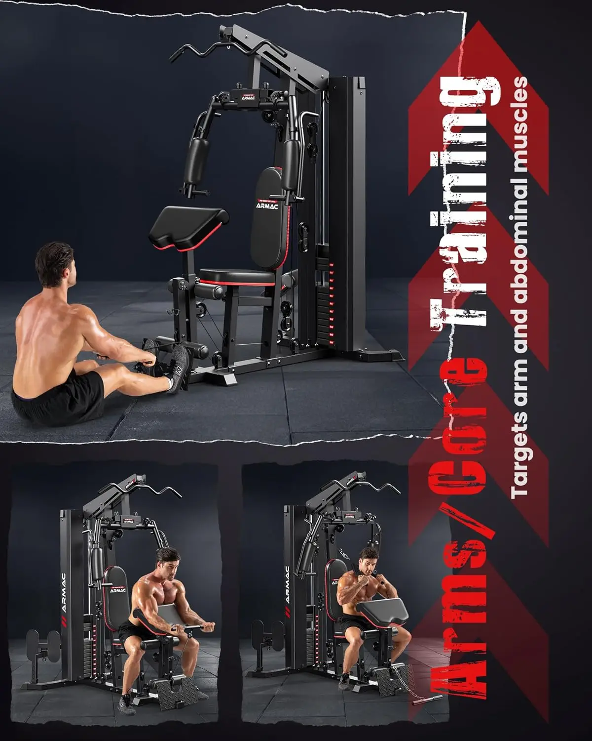 Home Gym, Multifunctional Home Gym Equipment, 150LBS Weight Stack Machine, Workout Station with Pulley System, Fly Chest, and Le 6