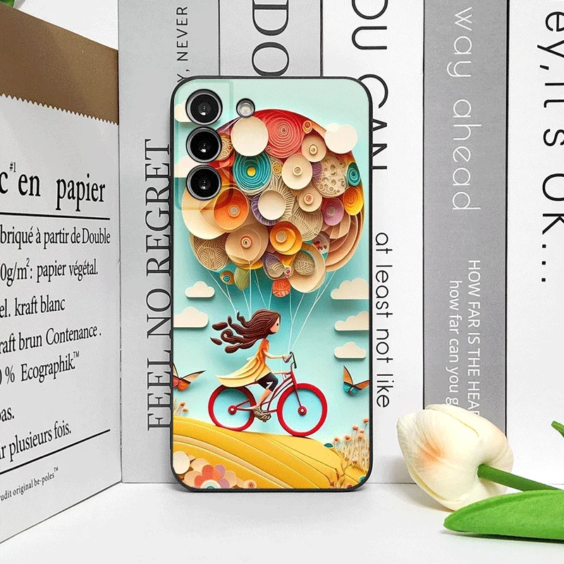 Charming Bicycle Balloon Couple Phone Case Cover