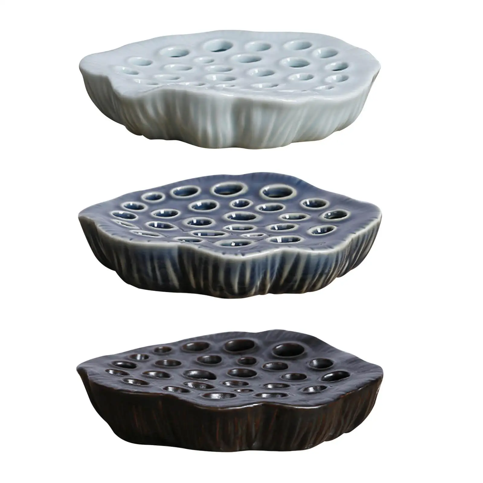 

Lotus Shaped Floral Arrangements Frog Flower Pot Durable Elegant Lotus Seedpod Shape Ceramic Vase
