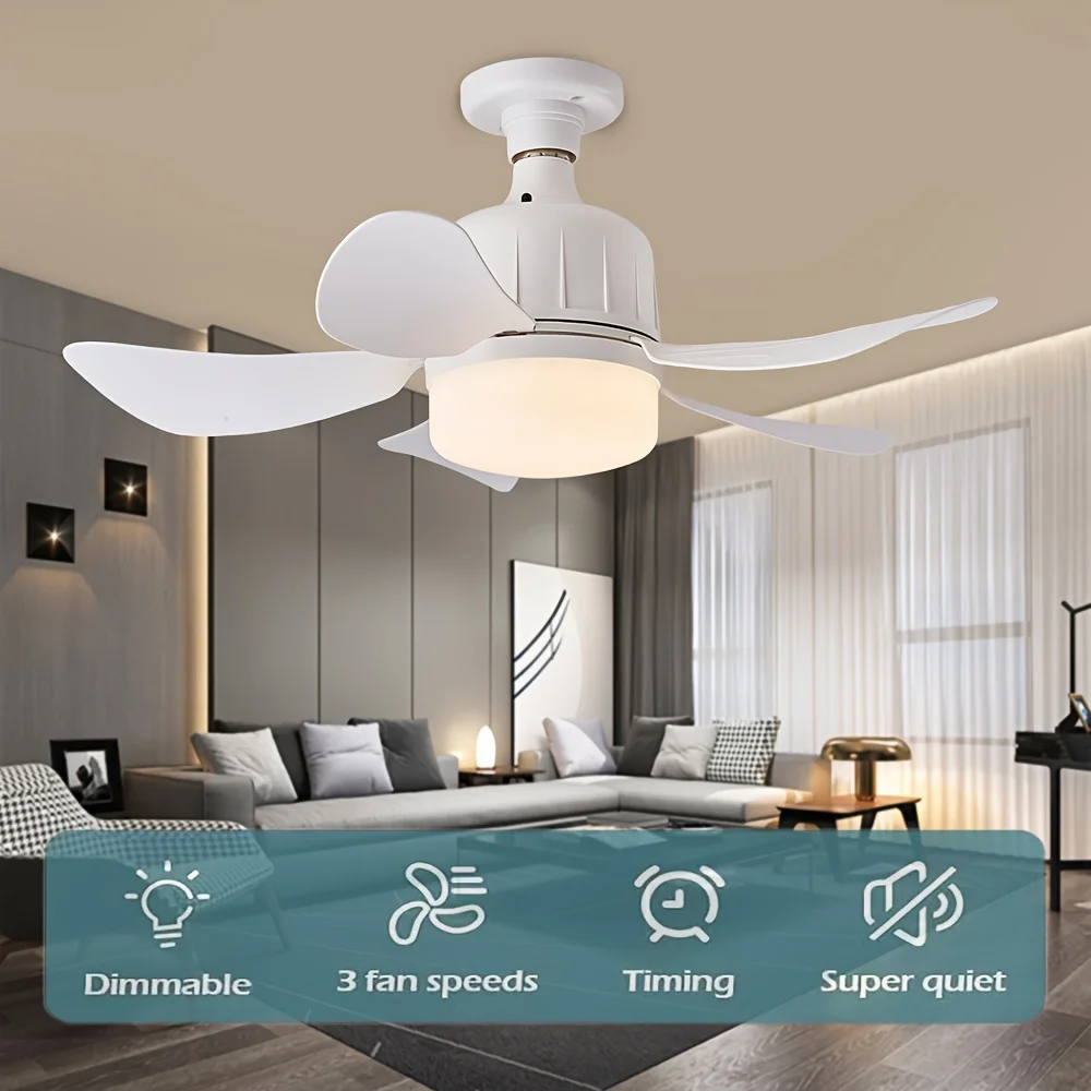 LED Ceiling Fan with Remote Control LED Light Fan E27 Base Intelligent Silent ceiling fan light for Bedroom and Living Room