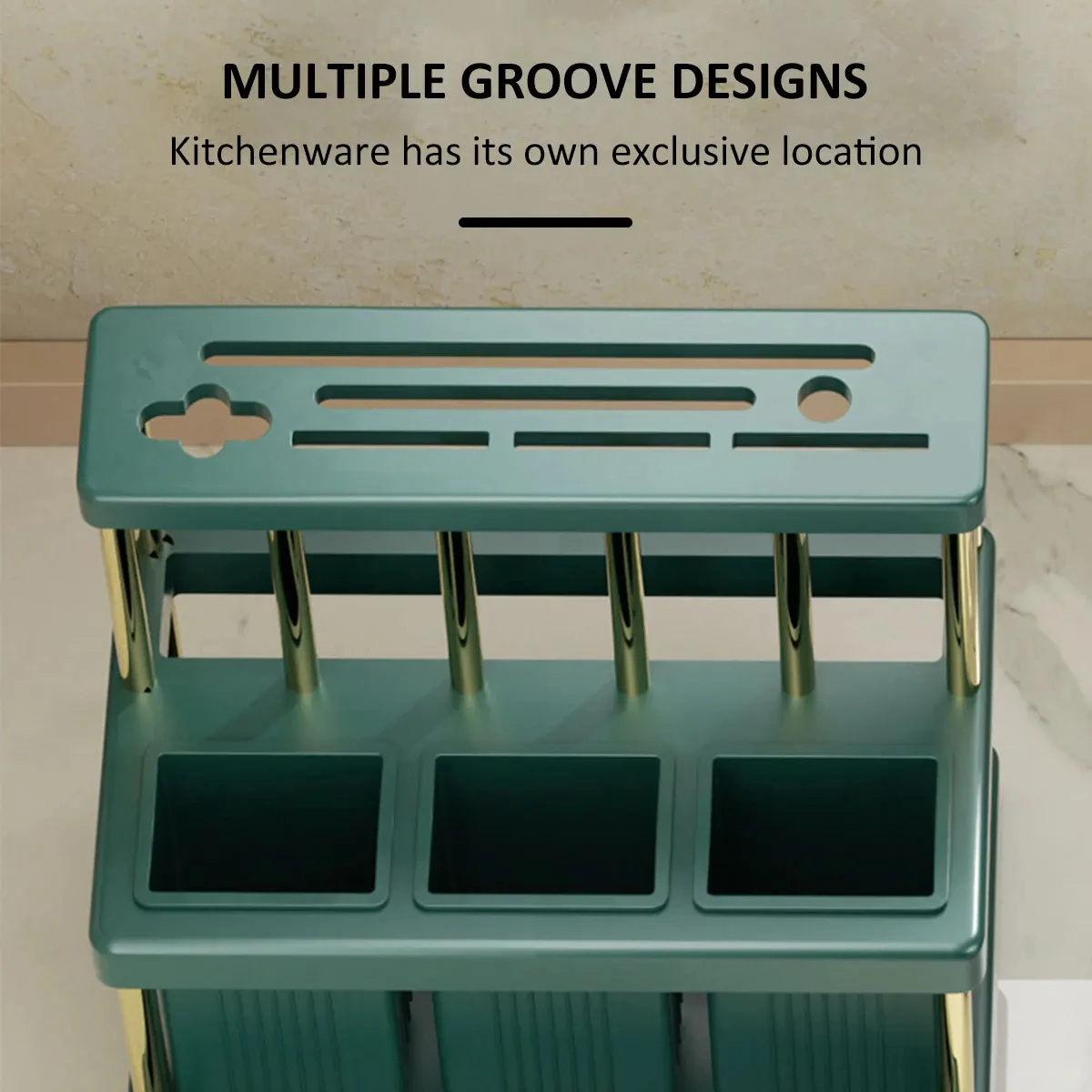 Space Saving PP Cutlery Drying Rack Kitchen Utensil Holder