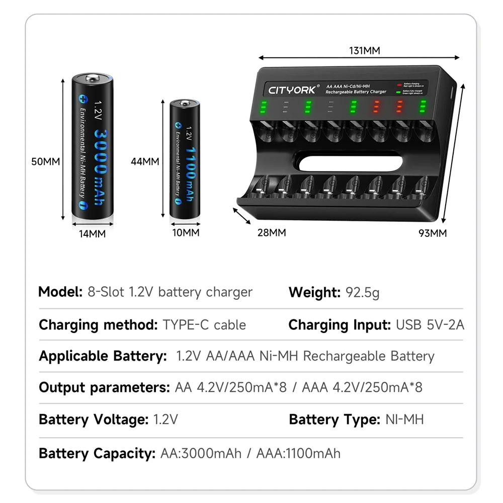 1.2V AA aaa NI MH Rechargeable Batteries 3000mAh aa 1100mAh aaa Battery+8 solt LCD Charger For 1.2V NIMH 2a 3a Batteries aa aaa 2
