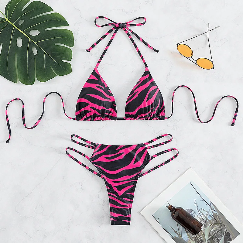 

Новые Сексуальные треугольные бразильские бикини с пуш-ап купальники женские бикини на завязках с зеброй купальник стринги Купальный костюм купальный костюм Maillot De Bain