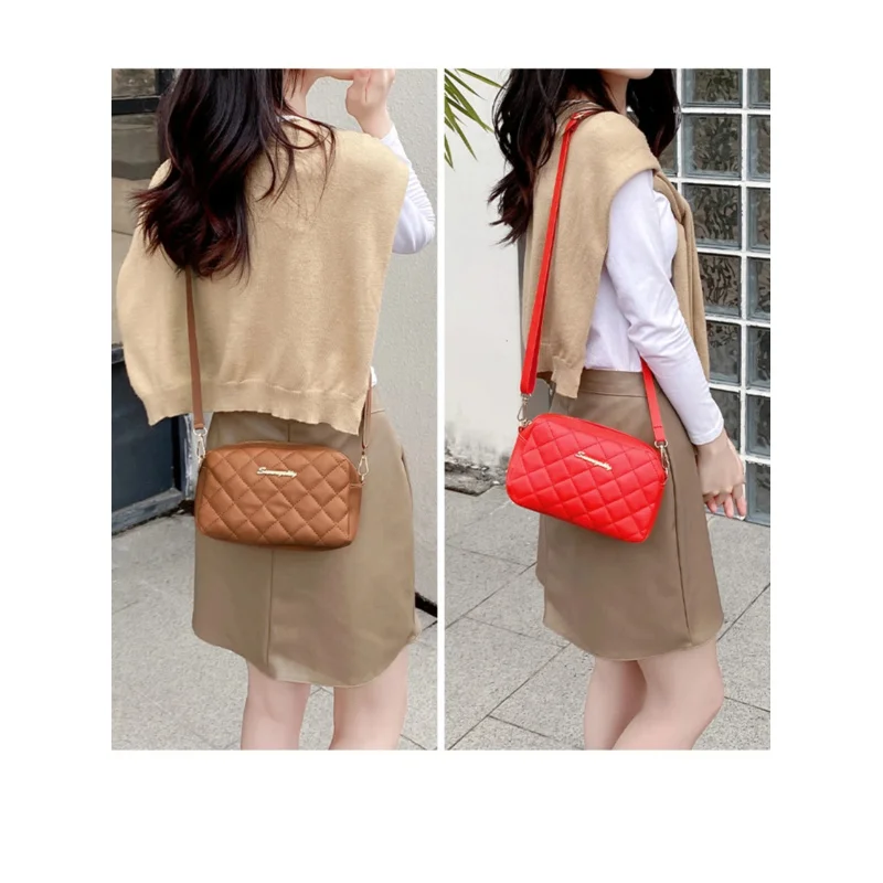 2025 tassel women's small crossbody bag trend diamond grid embroidery camera women's shoulder bag fashion chain crossbody bag