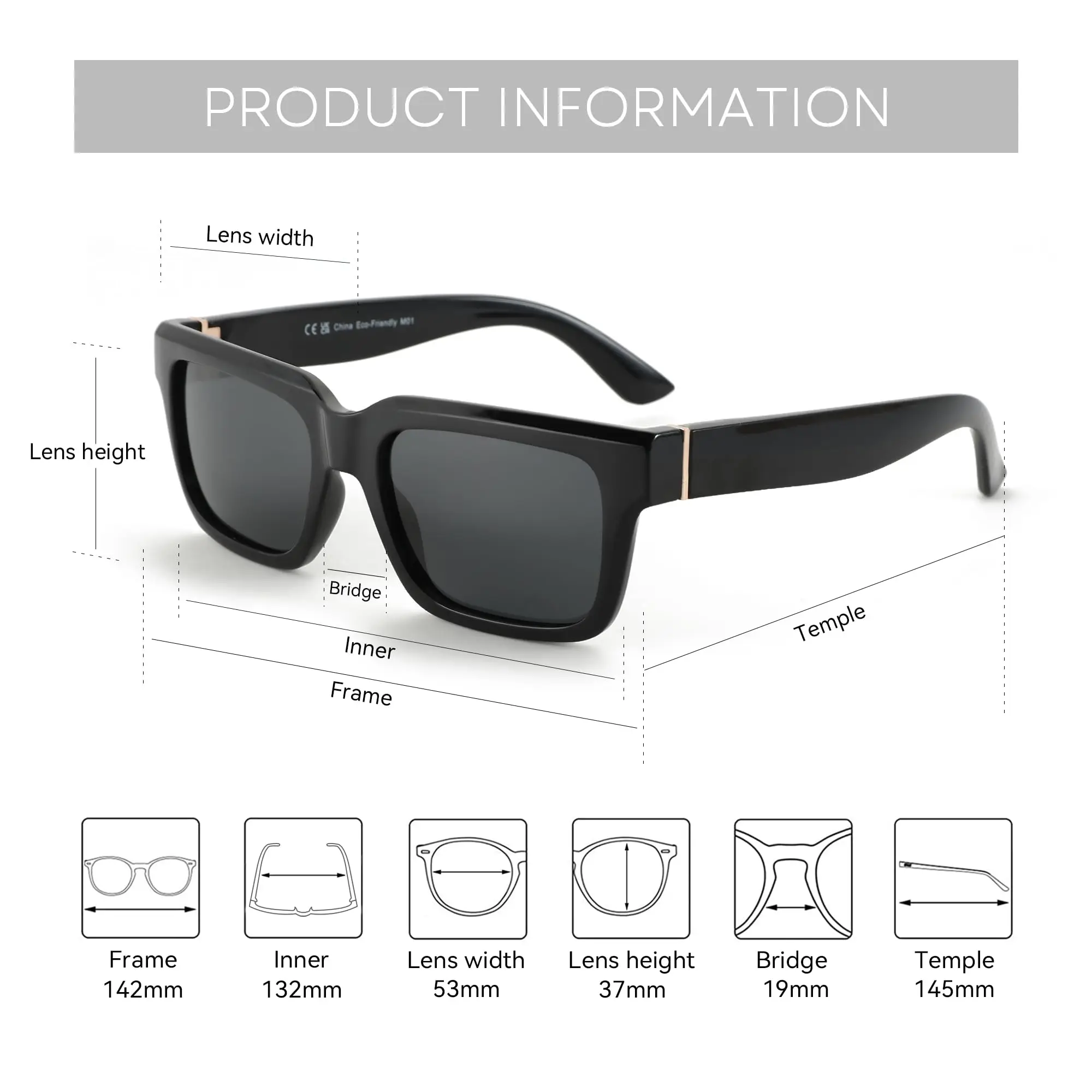 ZENOTTIC Unisex Polarized Rectangle Sunglasses - Image 5