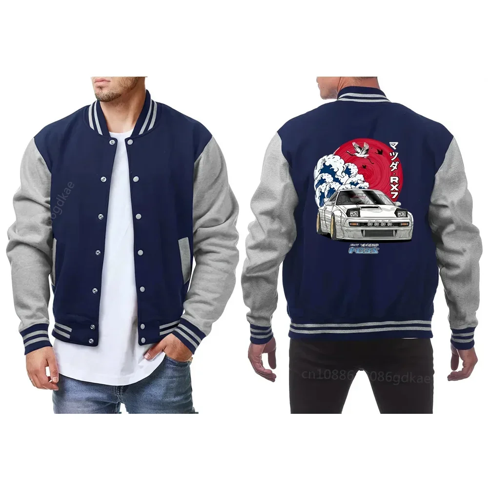 Classic Design Varsity Jacket Autumn Men's Casual Color Block Button Up Jacket for Spring Fall School Baseball Winter Men