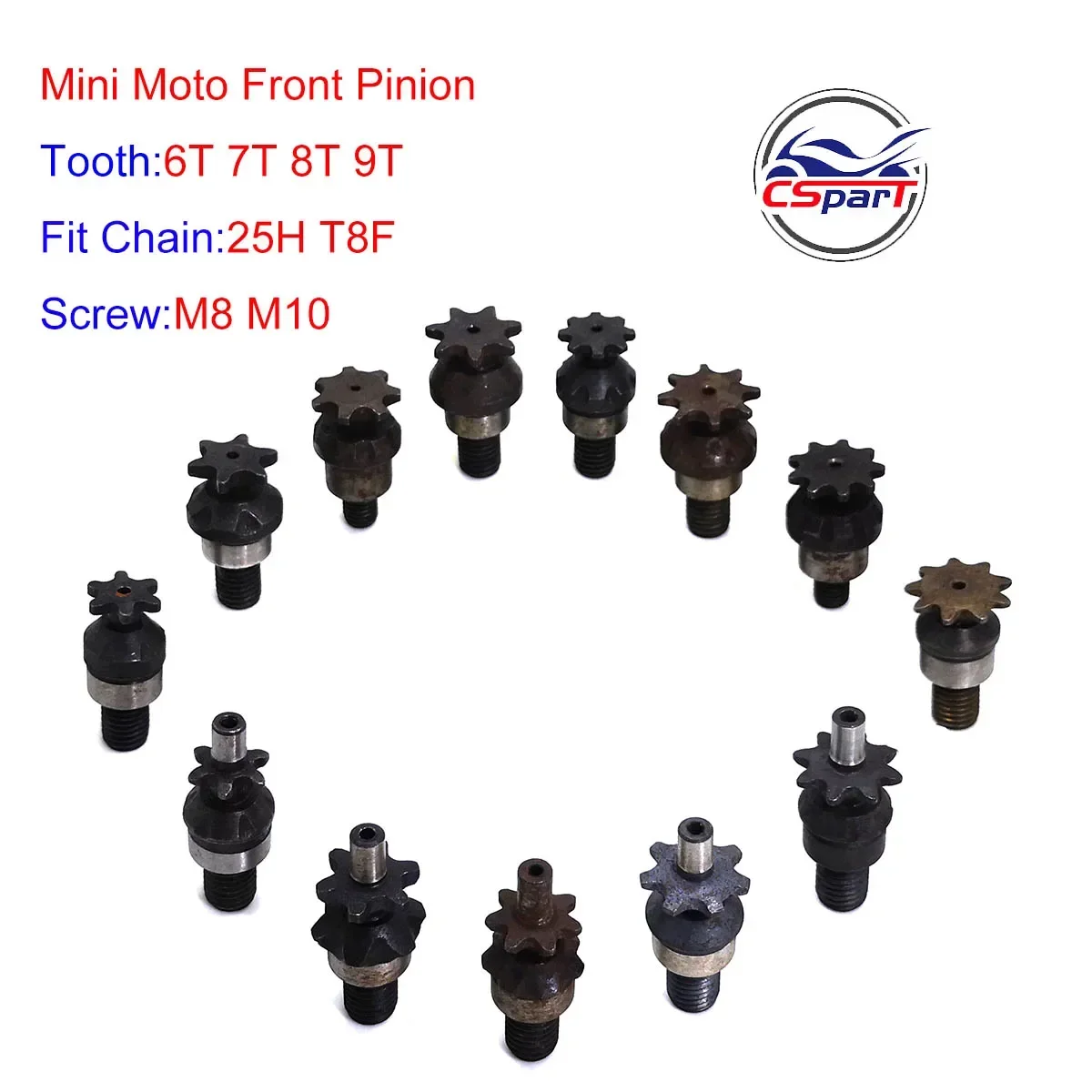6T 7T 8T 9T 25H T8F M8 M10 Chain Clutch Gear Box Front Sprocket for 2 Stroke 47cc 49cc Engine Pocket Bike Mini Moto ATV Quad