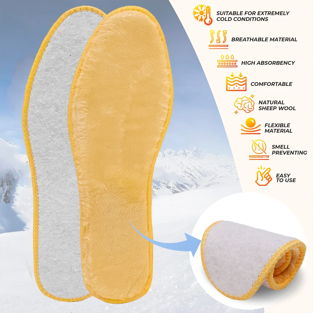 Description Picture 3 of item4PCS Thicken Thermal Insoles Winter Warm Heated Soft Plush Insole Shoes Snow Boots Shoe Pad Simulation Cashmere Insert Insole
