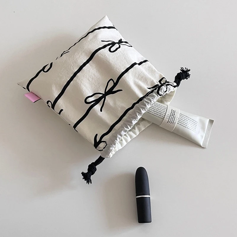 활 매듭 스트라이프 미니 드로스트링 백, 여성용 화장품 보관 파우치, 스위트 카와이 스트링 미니 파우치, 여아용 보관 미니 가방