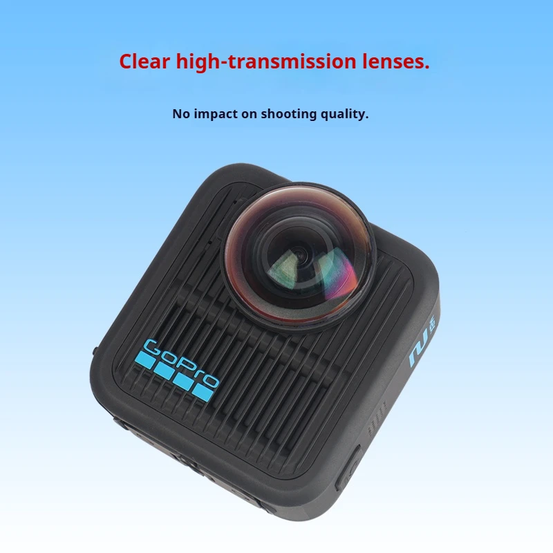 GoPro Max 2 équipée de son protecteur d'objectif en verre trempé 10H, prête pour l'aventure.