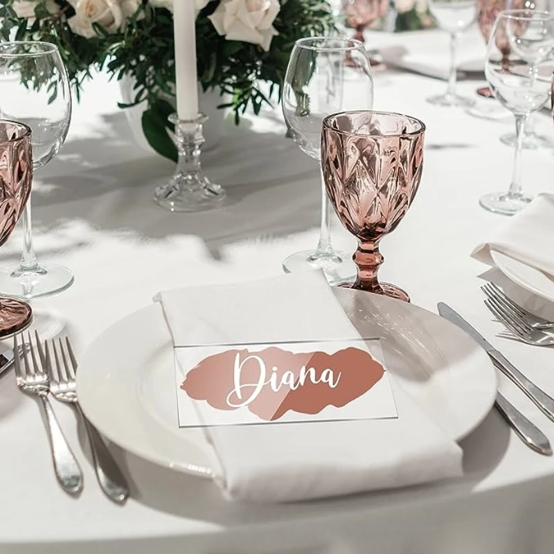20/50Pcs Acrylic Transparent Table Seat Cards Wedding Blank Rectangular Seating Cards Guest Names Birthday Party Decorations