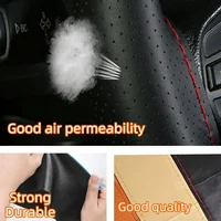 Auto Parts Interior Supplies Hand Sewn Leather Steering Wheel Cover Anti-Slip Breathable Universal Handlebar Leather Cover 3