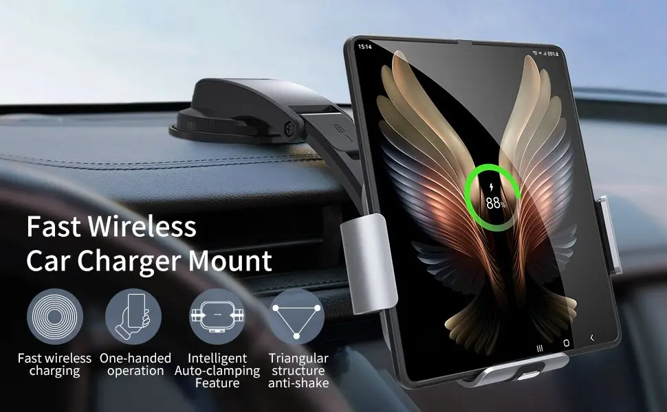 15W Wireless Charger Stand Holder Dual Coil Faltbare PH Auto Schnellladestation für Samsung Galaxy Z Fold 4 3 2_voghion.com