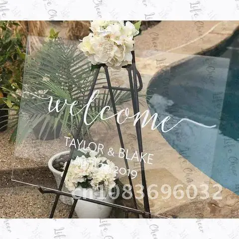 

Vinyl Sticker Decal for Wedding Welcome Sign French Bienvenue Au Mariage De Wooden Decals Custom Names Wedding Sign
