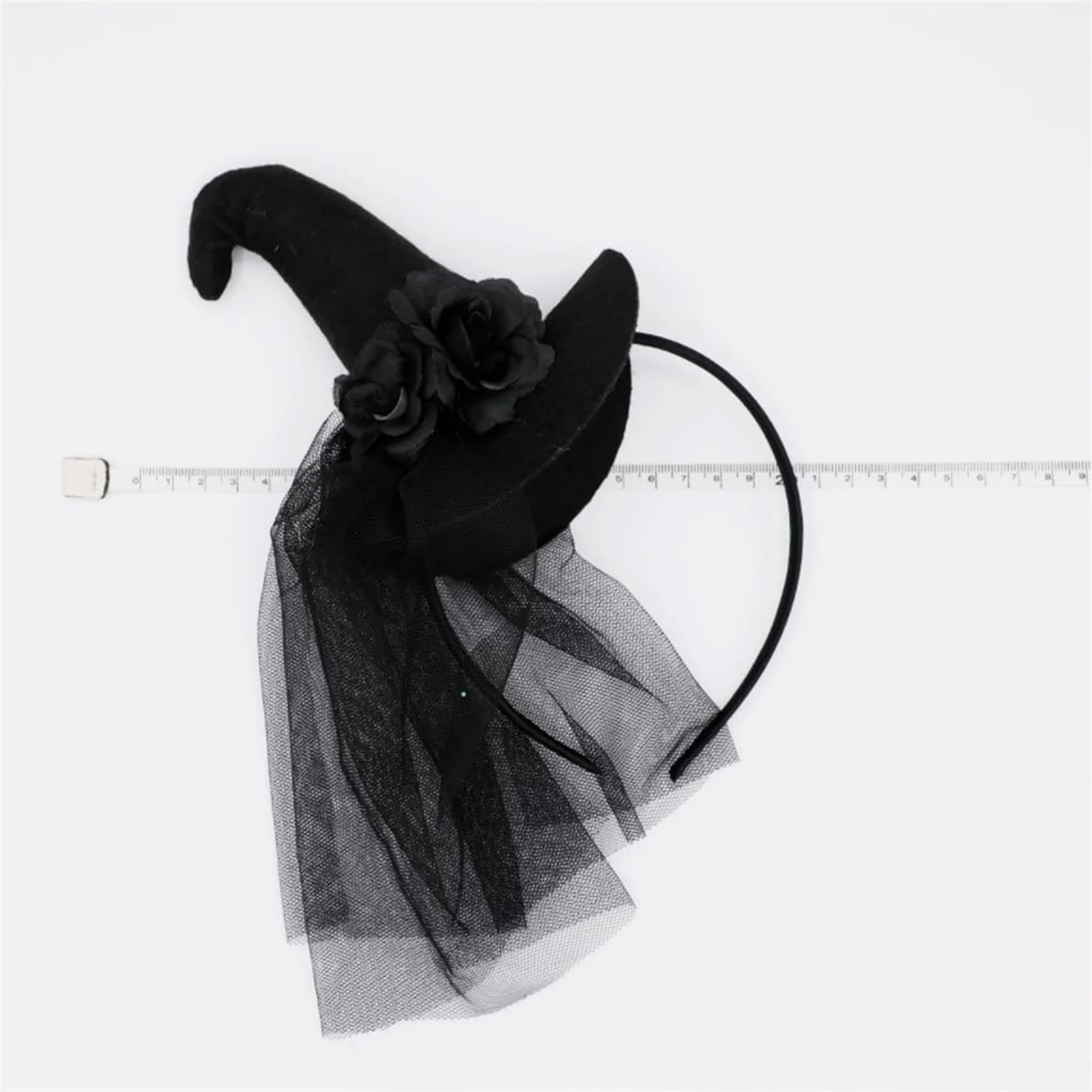 1PC Gothic Halloween Live Broadcast Hairband Women Photoshoots Hairband Witch Hat&Black Yarn Veil Headbands Black Color