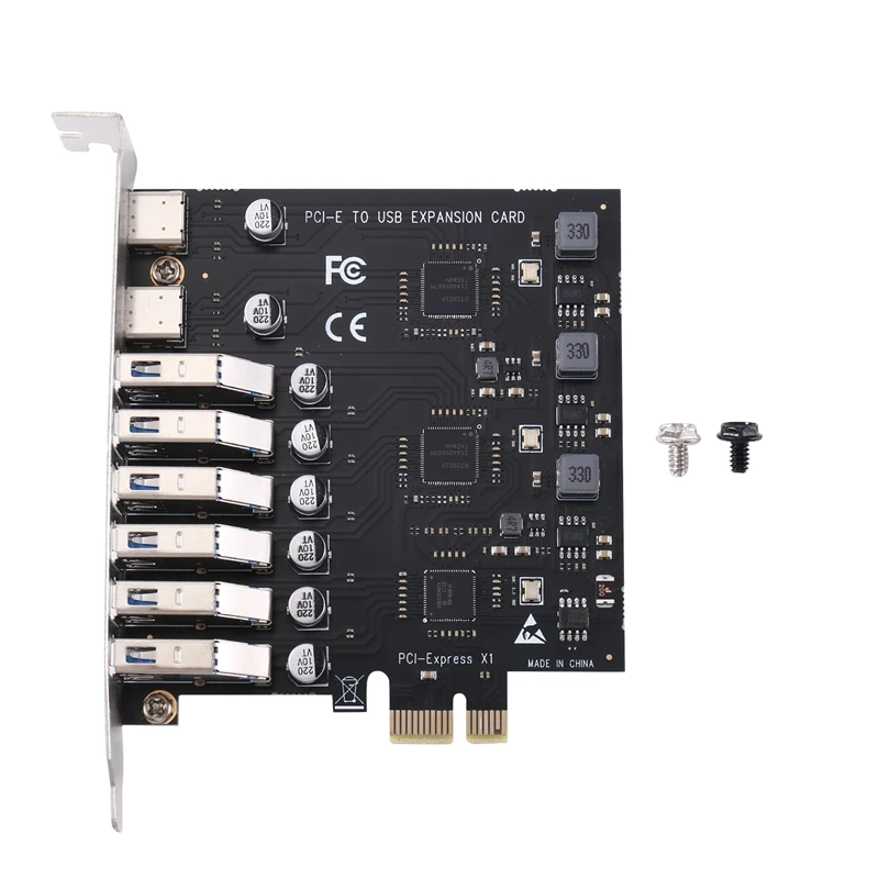 

Portable Desktop USB 3.2 Expansion Card 8-Port SATA Adapter Card Pci-E To USB 3.2 Type C Riser Card Accessory Kit