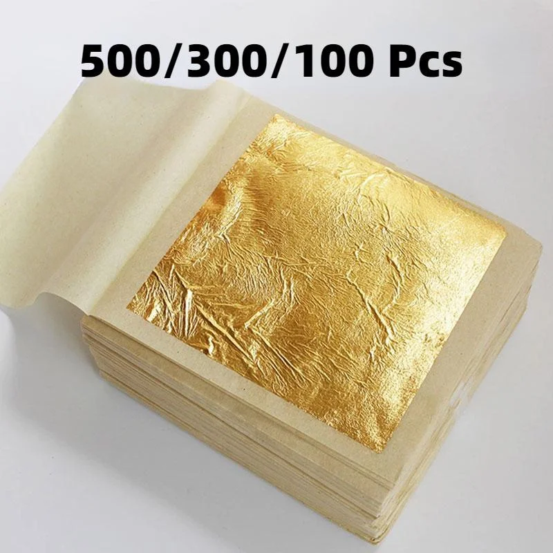 

500/300/100 шт., листы из фольги с имитацией золота