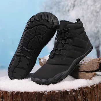 Winter Snow Boots Non Slip Trekking Shoes Waterproof Running Sneakers Thickened Casual Barefoot Shoes for Travel Climbing Hiking 4