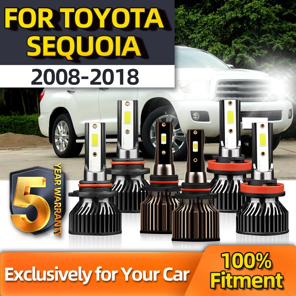 

TEENRAM 15000LM Super Bright LED Headlight Combo Low High 9005 H11 Fog Lights 9145 For Toyota Sequoia 2008 2009 2010 2011-2018