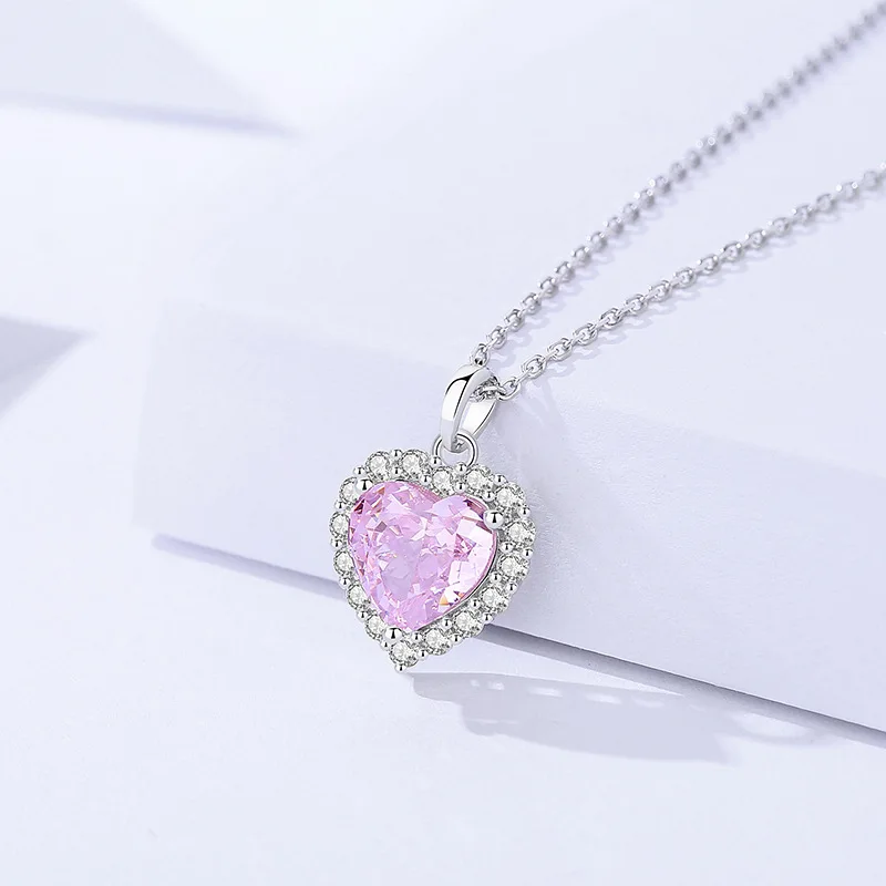 European Heart of the Ocean AAA CZ S925 Sterling Silver Necklace Chain Pendant For Women Birthday Party Gift Jewelry