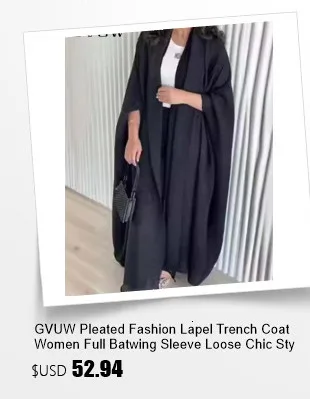 Description Picture 5 of itemGVUW Pleated Trench Coat Women Fashion Laple Color Block Full Batwing Sleeve Loose Open Stitch New 2025 Outwear Clothing 17G4913