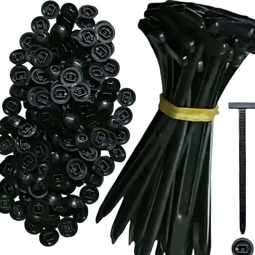 Nylon Universal Cable Tie Buckle-Heavy Duty Zip Ties Holder with Pin & Button Design Plastic Cable Ties Tool Fasteners Car Body