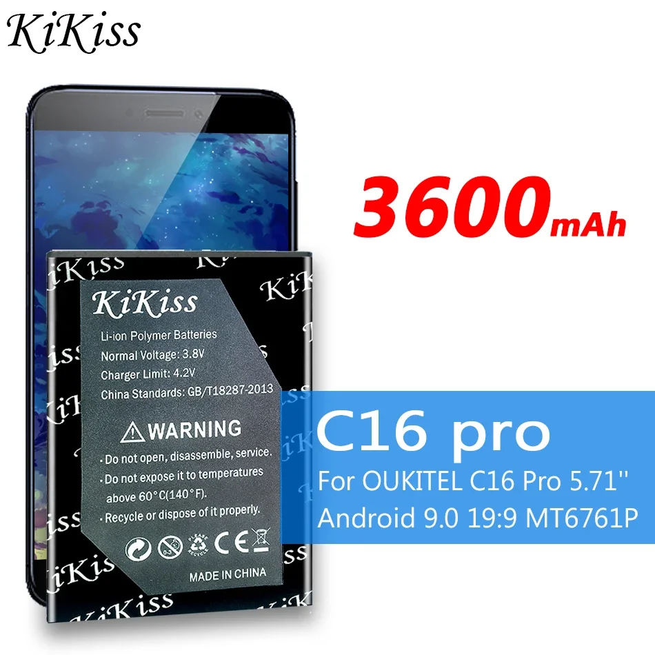

Перезаряжаемый аккумулятор KiKiss 3600 мАч C16pro для смартфона OUKITEL S68 / C16 Pro C16pro / s68
