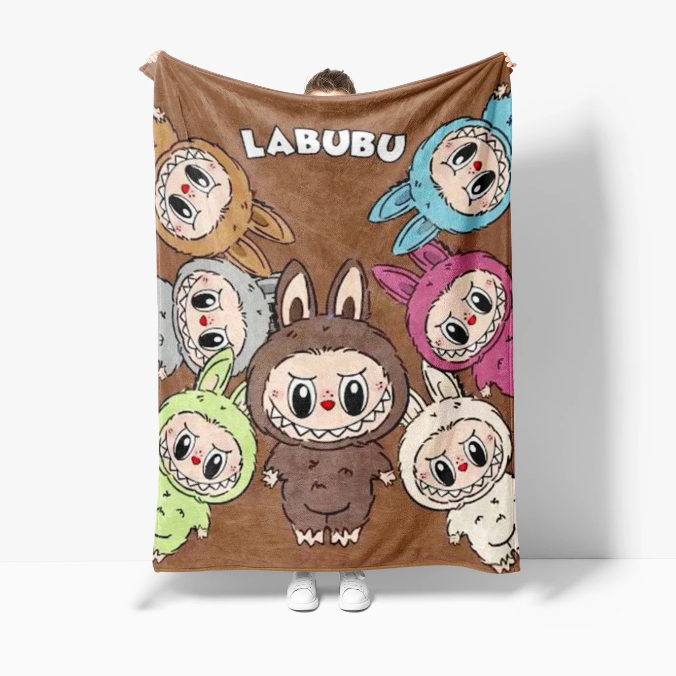 שמיכת Labubu בעיצוב ורוד מצויר