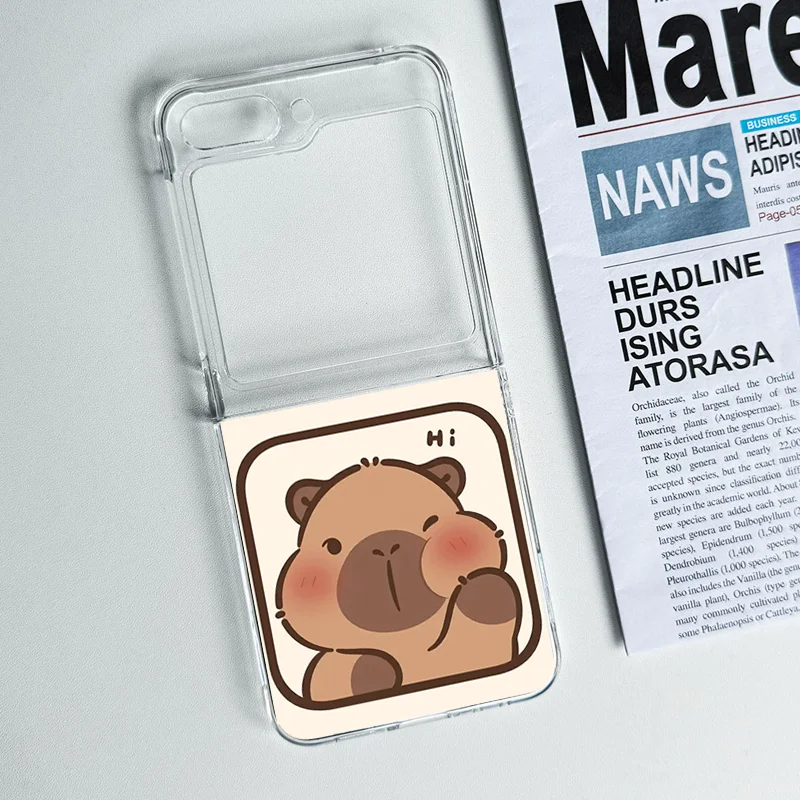 Cute Cartoon Capybara Clear Phone Case - Folding Cover Shell s