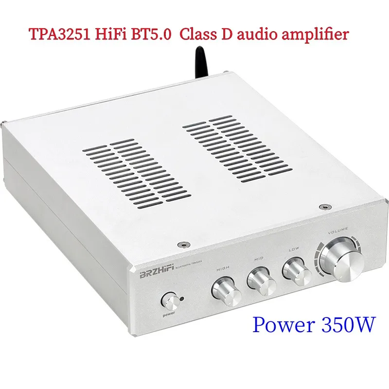 BRZHIFI TPA3251 Two-channel HIFI 350W BT5.0 Decoder With High-bass Adjustment Home Audio Amplifier