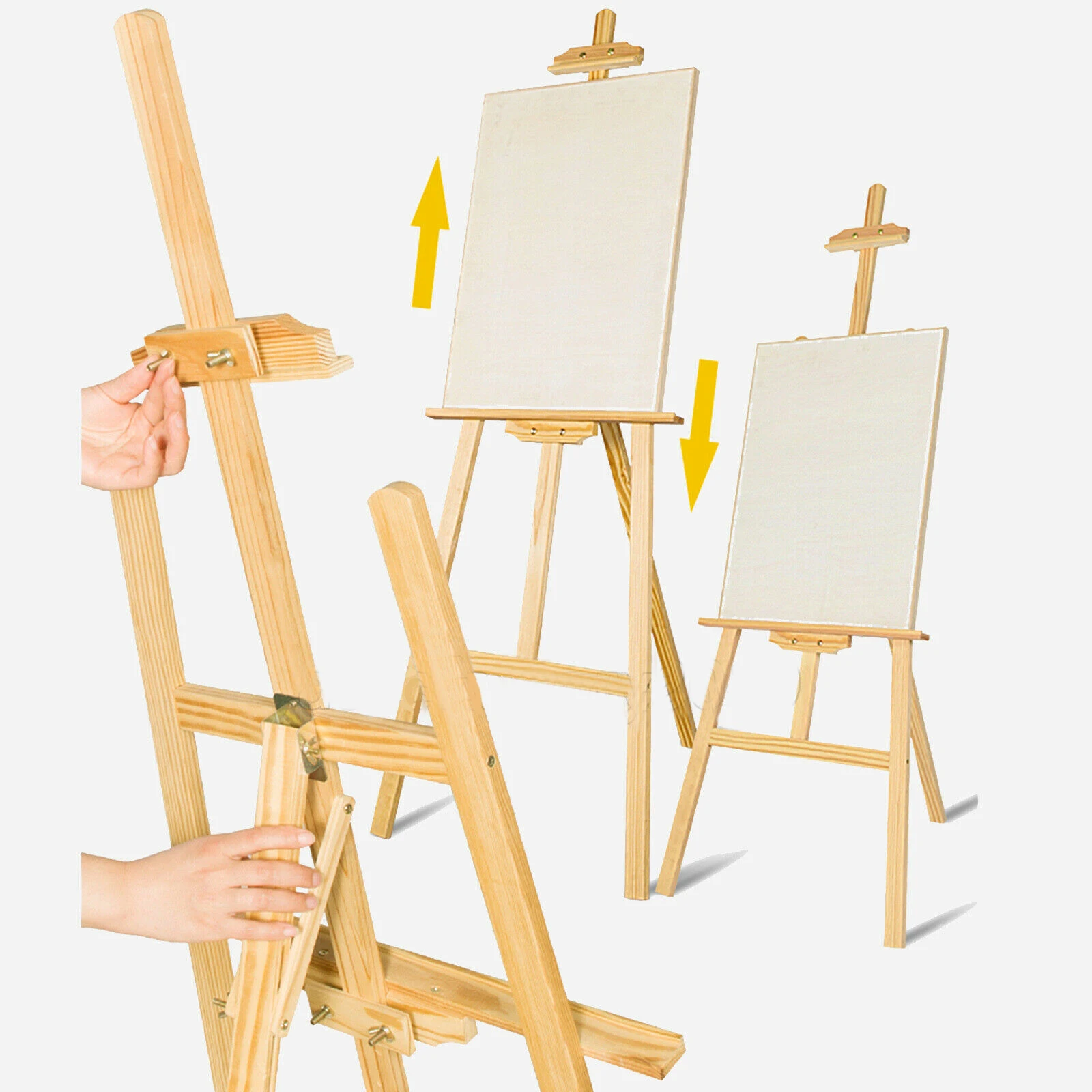 Cavalletto da studio per artista, cavalletto per pittura, 1,5 m, in legno, con telaio ad A, pieghevole, in tela, supporto da pavimento, treppiede regolabile, supporto per esposizione di matrimoni