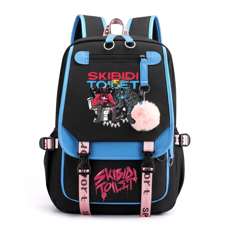 Skibidi-mochila con carga Usb para juegos de niños y niñas, morral escolar para ordenador portátil, para exteriores, bolsa de viaje de alta calidad