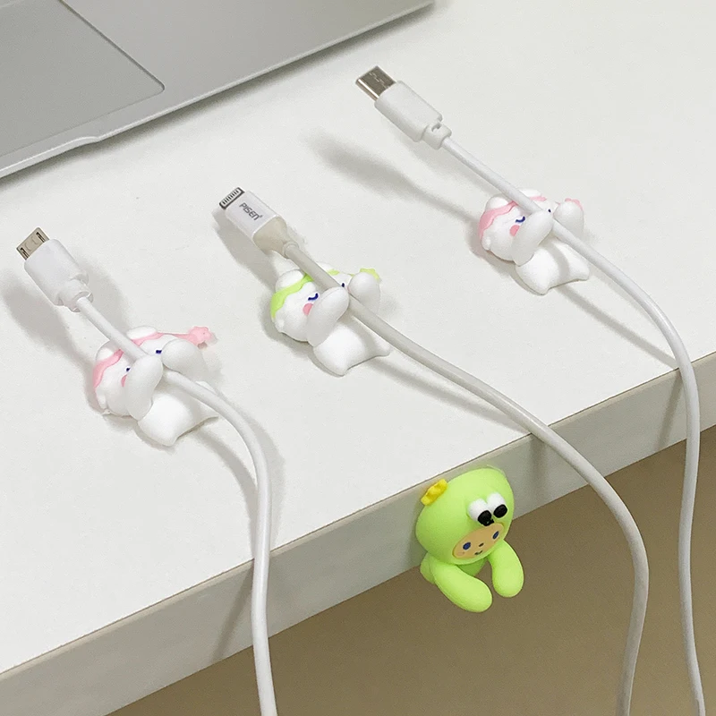 Cute Desktop Data Cable Clip Phone Cables Silicone Tie Fixer Wire Management Organizer Wire Winder 2pcs cable organizer cable clip
