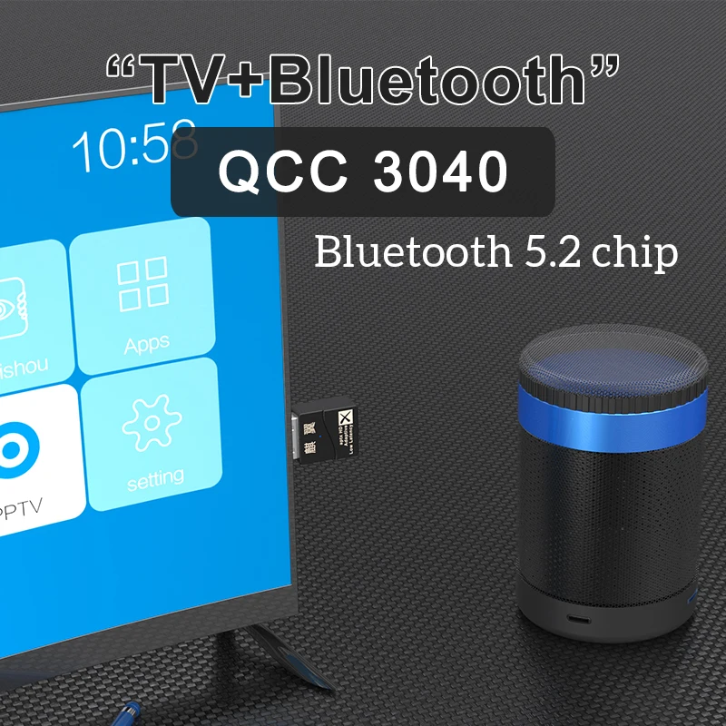 Bluetooth Audio Transceiver Adapter VAORLO 24Bit KB8P CSR Bluetooth 5.2 With Mic aptX LL HD Adaptive 40ms Low Latency For TV PC