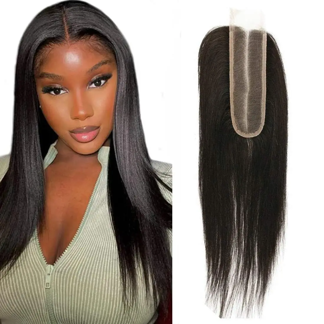 2x6 HD Lace Closure 26inch 150% Straight Natural Color Brazilian Human Hair Kim K Middle Part 2&times;6 Lace Closure Hd