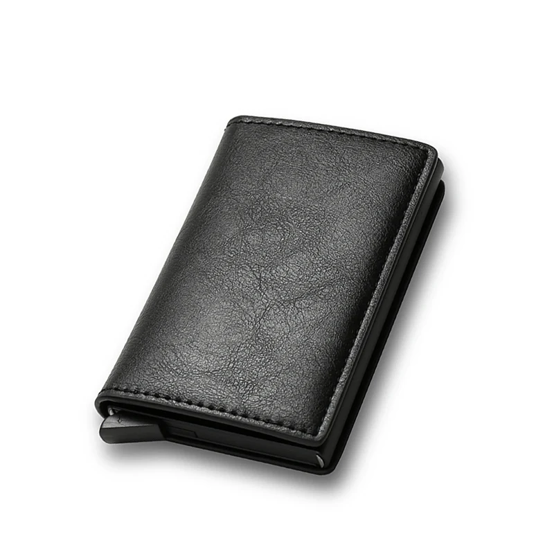 Credit card holder RFID Credit Card Holder Wallet Men Women Carbon Fiber Metal Wallets Cardholder Case Vintage Leather Wallet Small Money Bag Purse