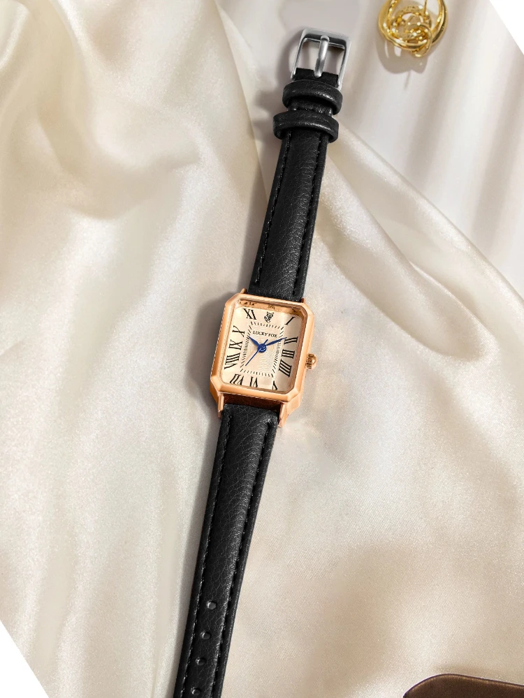 Ladies watch, retro small dial rectangular watch, simple casual ladies quartz watch