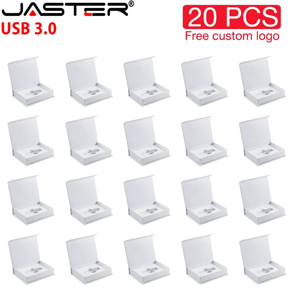 

JASTER 20 PCS LOT USB 3.0 Flash Drives 128GB White Book U Disk 64GB Free Custom Logo USB Stick 32GB Wedding Gift Pen Drive 16GB