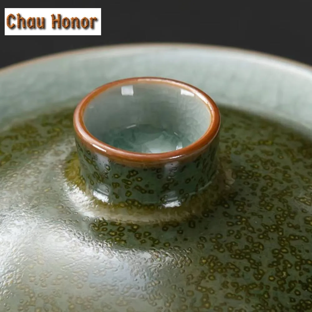 160ml High End Jun Kiln Porcelain Tea Tureen Handmade Ru Kiln Sancai Gaiwan Anti Scalding Cover Bowl Tea Brewing Tea Bowl Teaset