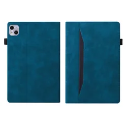 Enhanced Shockproof Tablet Case with Card Slots and Pencil Holder - Retro PU + TPU Hybrid Protective Cover for Tecno Megapad Pro (Blue)