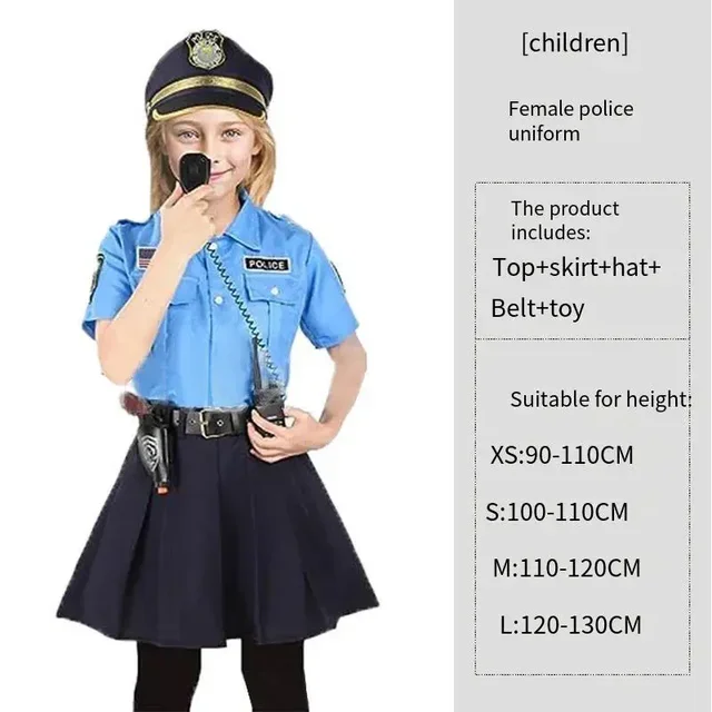 Uniforme de police d'Halloween pour la fête des filles, costume de feu, uniforme de travail de pilote et de médecin