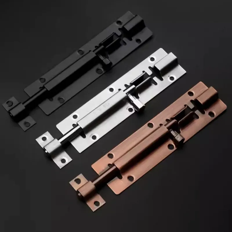 Door Latch 1Pc 3/4/5 Inch Long Silver/Black Stainless Steel Door Latch Sliding Lock Barrel Bolt Latch Hasp Stapler Gate Safety Lock