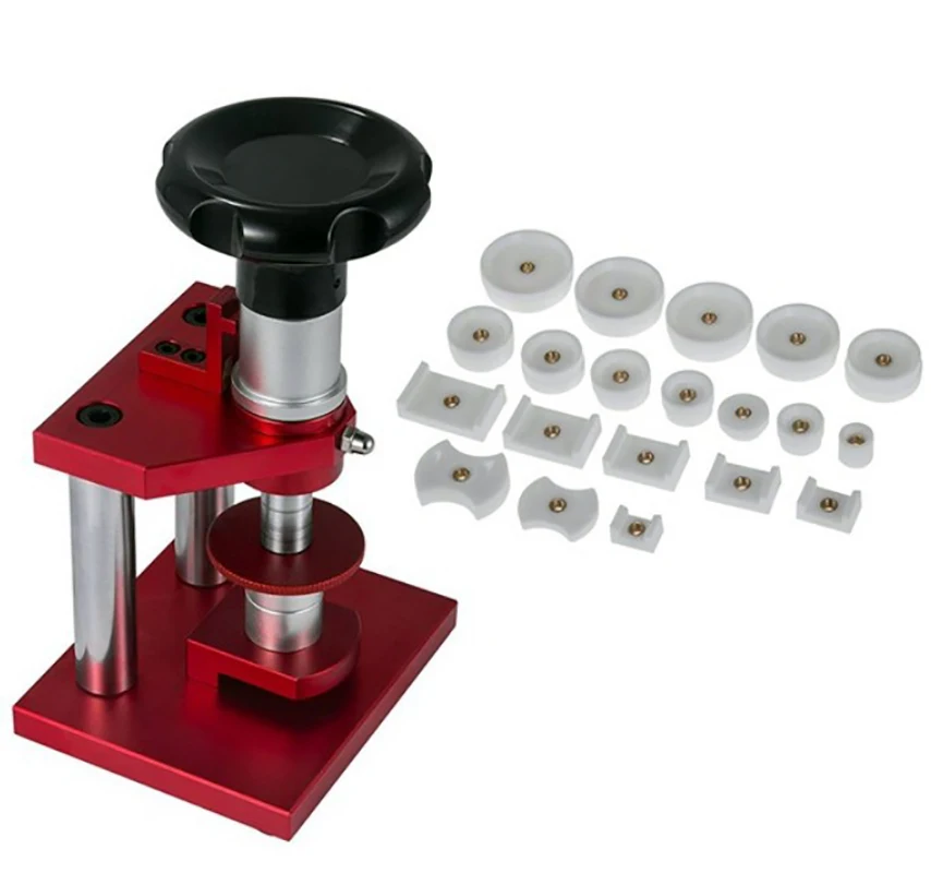 Watch Repair Tools Screw Type Precise Crystal Bezel Watch Back Case Cover Press Tool with 20 Dies Pressing Repair for Watchmaker