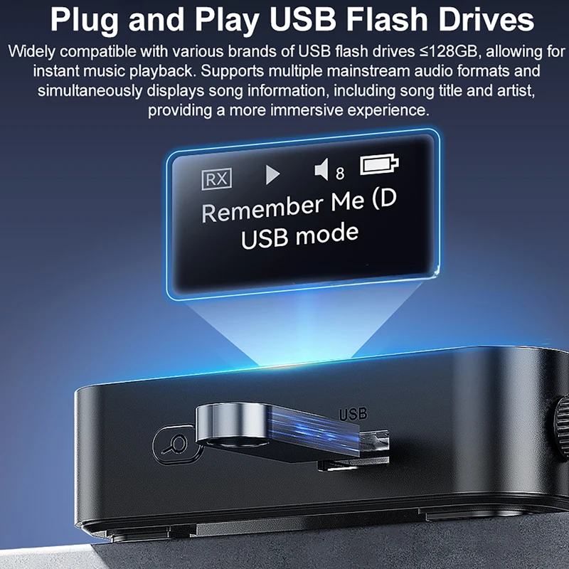 새로운 블루투스 6.0/5.2 오디오 수신기 송신기 OLCD 디지털 디스플레이 USB 플래시 드라이브 및 무선 음악 재생 광 출력
