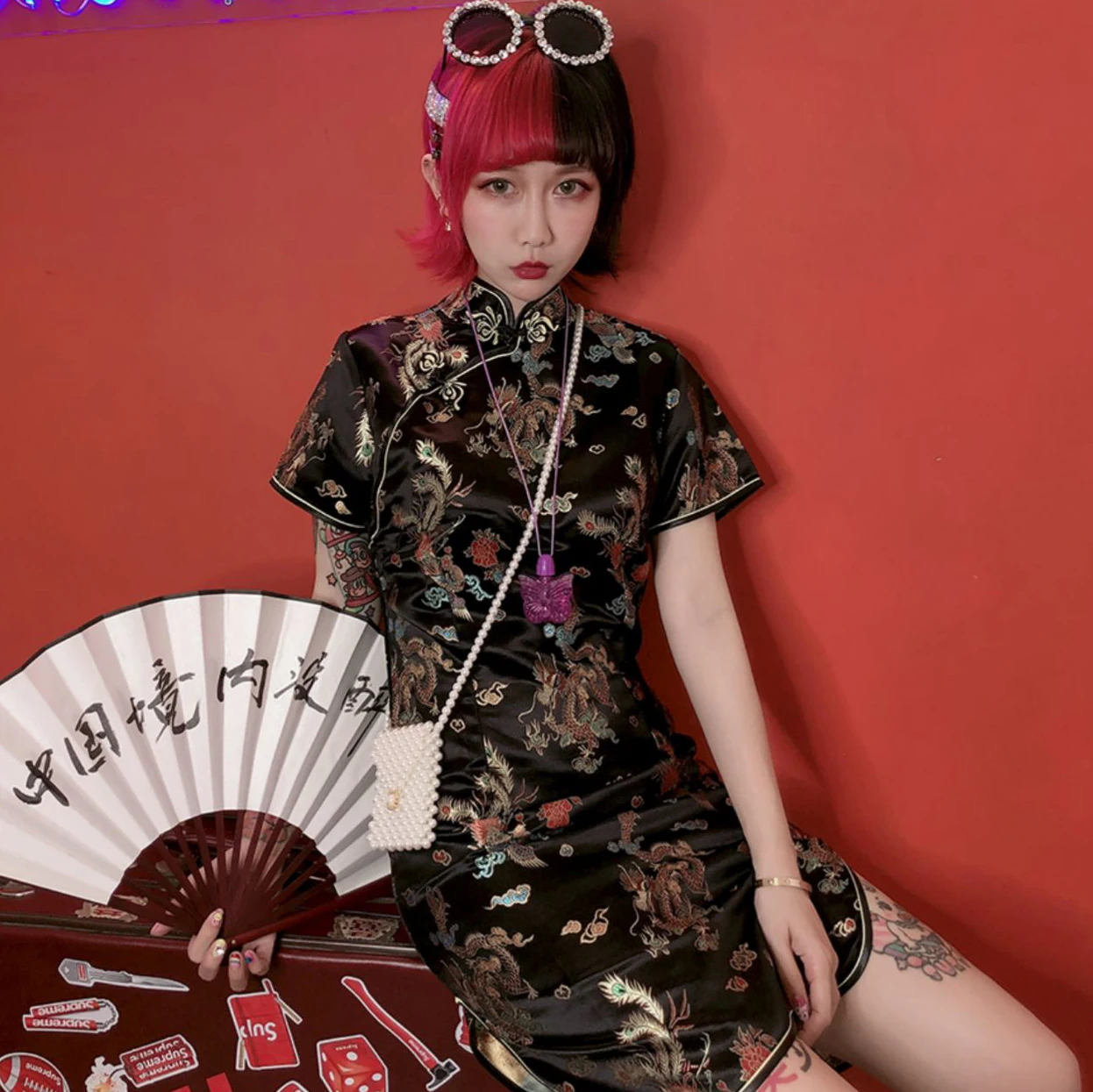 Plus Size Brocade Dragons Phoenixes Cheongsam Female Qipao Chinese Dress 6XL chinese dress