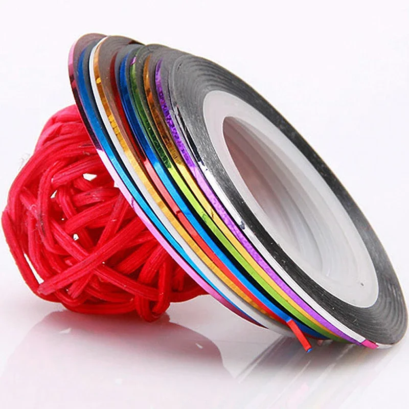 Nail Stickers 10 Rolls Nail Art Striping Tapes Nail Liner Stickers Decals 1mm Adhesive Stickers for Tips Styling