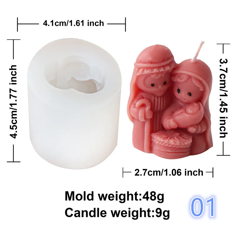 Elegant Holy Family Nativity Candle Mold