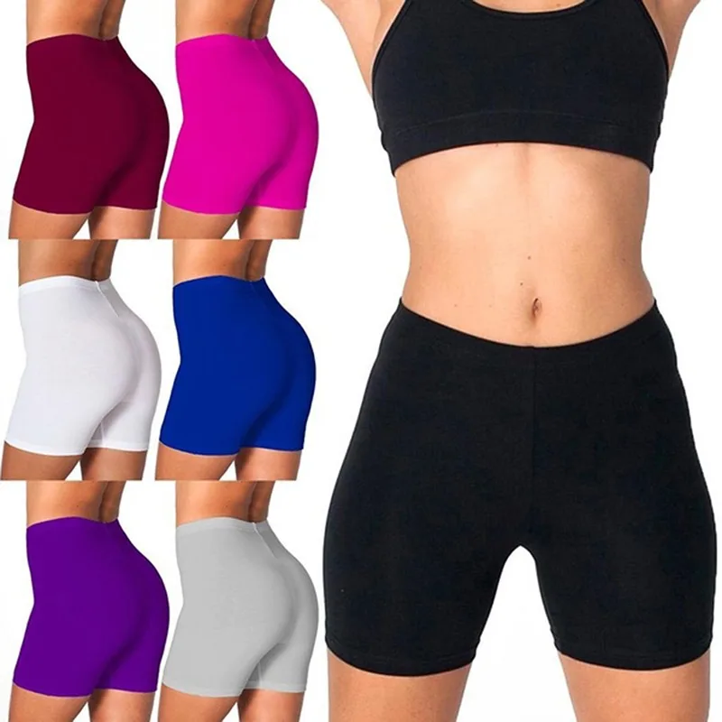 Women Thin Fitness Short Pants Casual Ladies Slim Pants High-Waist Summer Bottom Knee-Length Black Shorts Bodycon Streetwear