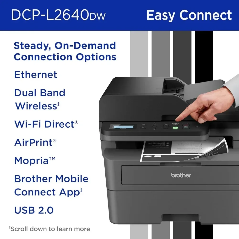 DCP-L2640DW Wireless Compact Monochrome Multi-Function Laser Printer with Copy and Scan, Duplex, Mobile 6